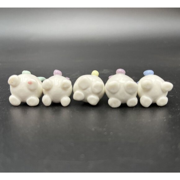 Mini Ceramic Rabbit Bunnies Spring Easter Village Dollhouse Figurines lot of 5 - Picture 6 of 11
